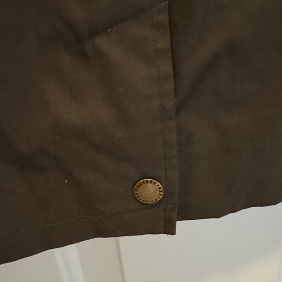 Ralph Lauren Green Barn Coat with snap closure & Corduroy collar - Picture 7 of 7